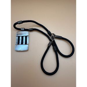 1960s Brutalist Sterling Silver Necklace - Mixed Materials - Rope Necklace